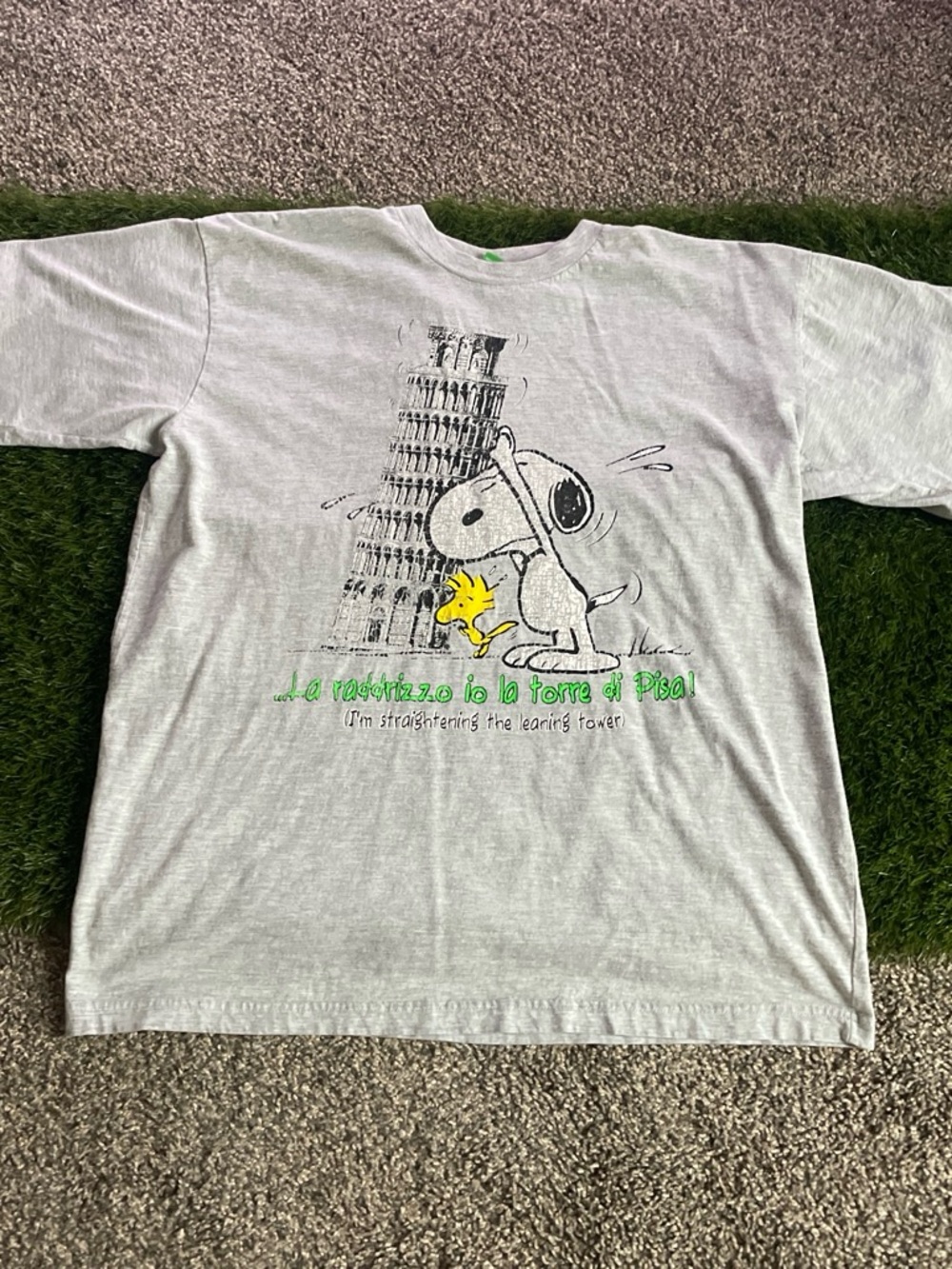 Lemon Grey Snoopy & Woodstock Pisa Graphic Dog Tee